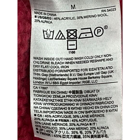 Banana Republic Merino Wool Alpaca Blend Magenta Pink Knit Turtleneck Sweater M - Picture 8 of 10